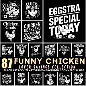 SVG PNG DXF Pdfファイル 面白いチキン好きの格言集 バンドル Cricutファイル | 即時ダウンロード | 農場ユーモアファン向け商用利用