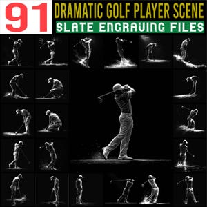 Fichiers de gravure sur ardoise Fichiers de montagnes russes dramatiques pour joueur de golf | téléchargement immédiat | Usage commercial pour la décoration de cadeaux