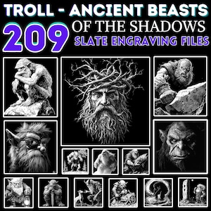 File per incisione su ardesia Troll - Pacchetto grafico delle Antiche Bestie delle Ombre / file per sottobicchieri / download immediato / uso commerciale incluso