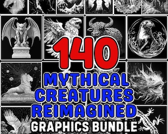 Slate engrave files Mythical Creatures Reimagined Png & Jpeg art set laser ready engraving instant downloads