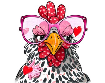 cute Chicken PNG sublimation design - chicken wearing sunglass for women shirt, mugs sublimation and many more instant digital downloads
