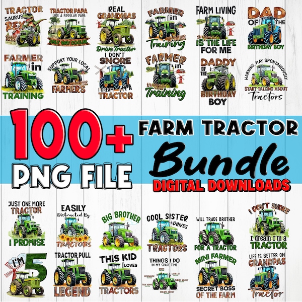Tractor PNG Bundle sublimation design printable high quality - instant digital downloads