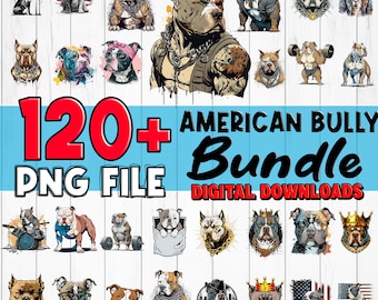 Amerikanische Bully PNG Bundle Sublimation Design druckbare hohe Qualität - Hund Haustierbesitzer Liebhaber png Bundles sofortige digitale Downloads