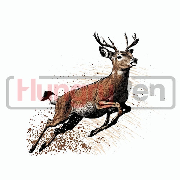 Deer PNG sublimation design - running deer shirt, mugs sublimation and more instant digital downloads