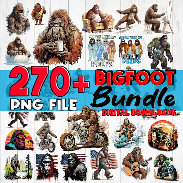 Bigfoot PNG Bundle sublimation design printable high quality - sasquatchs artwork instant digital downloads