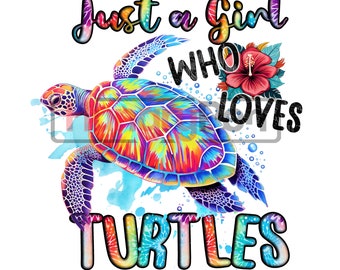 Bunte Meeresschildkröte PNG Sublimationsdesign - lustiges Mädchen Thema zum ausdrucken für Shirts, Kunst und sofortigen Download