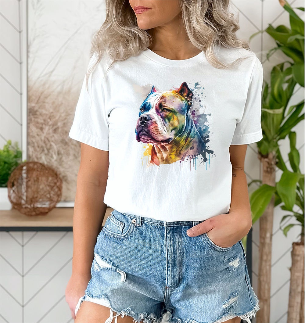 PNG Sublimation Design for American Bully or Pitbull Dog Theme Colorful Watercolor Painted Style Graphic Instant Digital Downloads Etsy