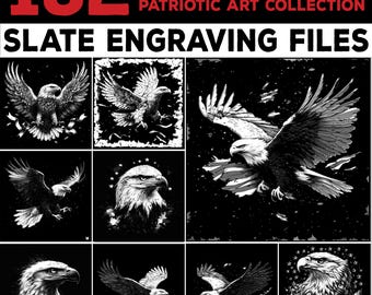 Slate engraving files Fierce American Eagle Patriotic Art Collection bundle coaster files | instant download | Commercial use