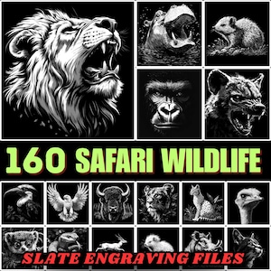 Slate engraving files Safari Wildlife Slate Engraving Collection bundle coaster files instant download Commercial use for wild animal lovers