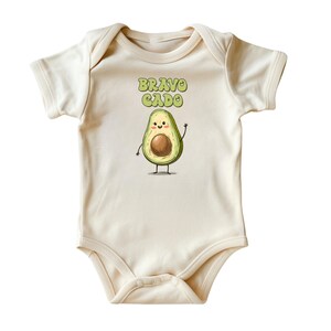 Funny Avocado Baby Bodysuit • Bravocado Baby Onesies® • Natural Color Baby Clothing • Cute Baby Shower Gift • Printed in USA