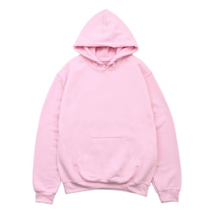 May include: A light pink hoodie with a hood and a front pocket. The sweatshirt is made of a soft material and is a solid color. The hoodie is a casual style and suitable for everyday wear.