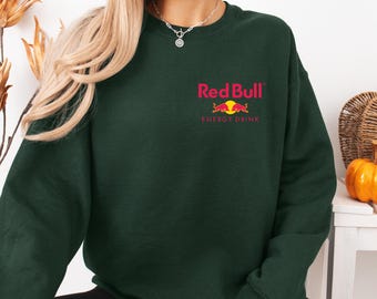 Red Bull Logo in Pocket Sweatshirt, Red Bull Energy Drink Hoodie, Gift for Red Bull Lover, Red Bull Gift, Red Bull Logo Sweatshirt