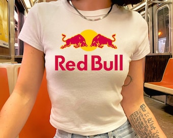 Redbull Fitted Baby Tee, Classic Energy Drink Women’s Baby Tee, Retro Redbull Slim Fit Baby Tee, Iconic Energy Brand Fitted Baby Tee