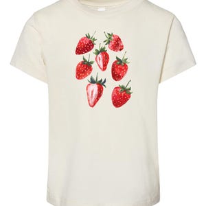 Strawberry Toddler Shirt • Natural Color Clothing • Adorable Strawberry Graphic Tee • Printed in USA • Unisex Toddler Fruit Shirt