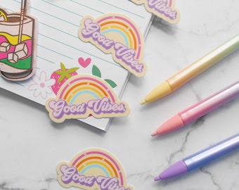 Good Vibes Sticker, Good Vibes Rainbow Sticker, Rainbow Sticker, Quote Sticker, Laptop Sticker, Water Bottle Sticker, Positive Vibes Sticker