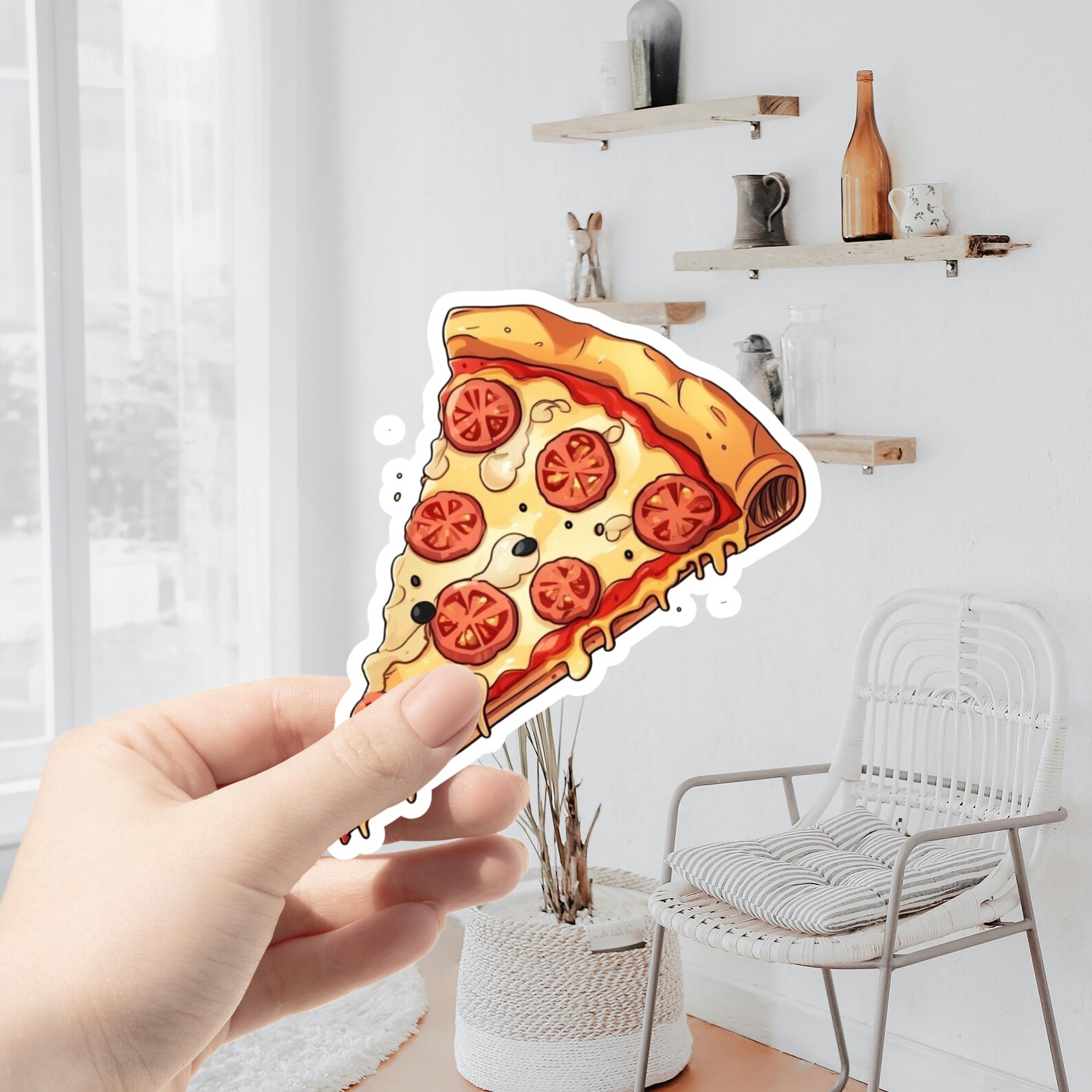 Pizzaa Sticker Pizza Sticker, Vinyl Sticker, Food Sticker, Veggie Pizza Sticker ...