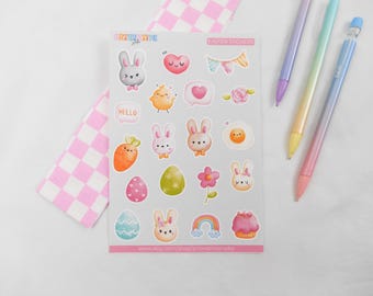 Easter Sticker Sheet, Bunny Stickers, Cute Spring Stickers, Easter Bunny Stickers, Planner Stickers, Easter Stickers, Scrapbooking Stickers