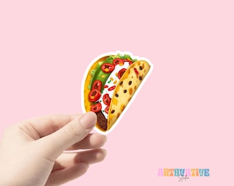 Taco Sticker, Cute Taco Sticker, Taco Lover Sticker, Taco Decal, Taco Vinyl Sticker, Taco Laptop Sticker, Cute Foodie Sticker, Taco Tuesday