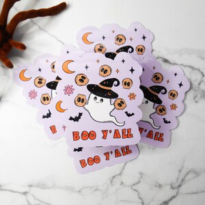 Boo Y&#39;all Ghost Sticker, Spooky Halloween Sticker, Water Resistant, Spooky Season, Halloween Ghost Sticker, Laptop Vinyl Sticker, Cute Ghost