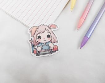 Taia Bunny Sticker, Animal Vinyl Decal, Cute Bunny Sticker, Kawaii Rabbit Vinyl Decal, Pastel Rabbit Sticker, Laptop Sticker