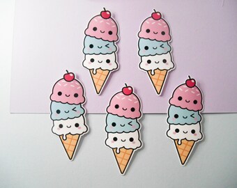 Ice Cream Sticker, Summer Sticker, Ice Cream Cone, Cute Ice Cream Sticker, Happy Ice Cream Sticker, Water Resistant Sticker
