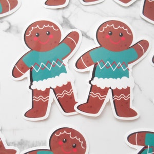 Gingerbread Man Sticker, Holiday Gingerbread Man, Cute Gingerbread Man Sticker, Laptop Sticker, Christmas Sticker, Water Resistant Sticker