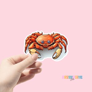 Cute Crab Sticker, Waterproof Vinyl Sticker, Beach Sticker, Ocean Animal Decal, Laptop Sticker, Water Bottle Sticker,Crab Laptop Sticker,