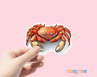 Cute Crab Sticker, Waterproof Vinyl Sticker, Beach Sticker, Ocean Animal Decal, Laptop Sticker, Water Bottle Sticker,Crab Laptop Sticker,