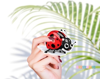 Ladybug Sticker, Nature Sticker, Ladybug Decal, Cute Ladybug Sticker, Water Bottle Sticker, Vinyl Ladybug Sticker, Laptop Ladybug Sticker