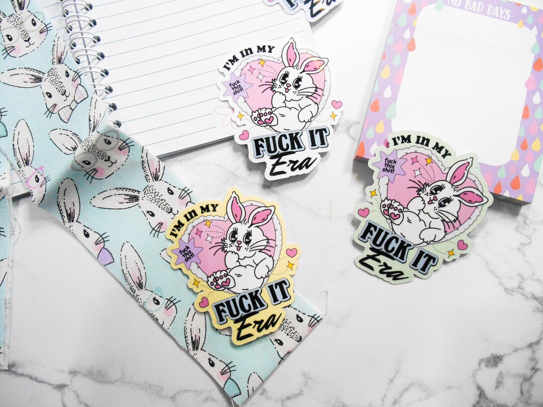 Sticker Quotes With Rabbit Cute Rabbit Sticker, Humorous Bunny Sticker, Trendy Rabbit Sticker ...