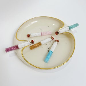 Colorful Beaded Cigarettes | butt, lit, unlit, artwork, charm, unique, quirky, sculpture, beadwork