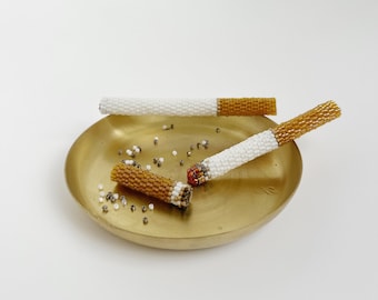 Beaded Cigarette Set "Please No Smoking" | artwork, charm, unique, quirky, sculpture, beadwork