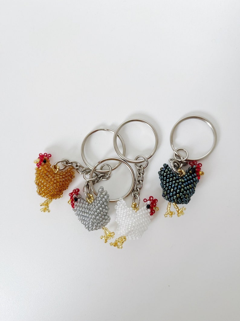 Beaded Chicken Keychain | Animal, Farm, Rooster, Tiktok, Cute, Quirky ...
