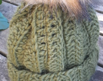 Olive green chunky Crochet Beanie