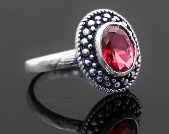 Elegant Silver filled Plated Ring | ruby Gemstone Ring | Vintage-Inspired Design Ring | Perfect Gift for her | Special Occasions Gift |