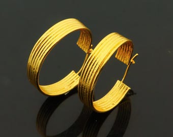 Textured Gold Hoop Earrings | Minimalist Statement Everyday Jewelry