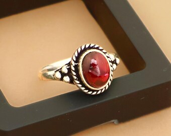 Ruby Gemstone Ring | Sterling silver plated Ring | Vintage-Inspired Design | Engagement or Statement Jewelry | Unique Ring | Gift for Her |