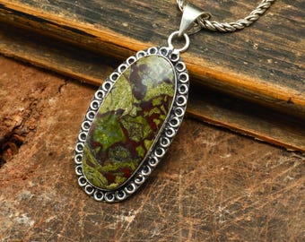 Dragon Blood Jasper Pendant | Sterling Silver Boho Necklace