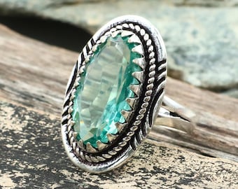 見事なヴィンテージ、女性用スターリングシルバーと大きな天然