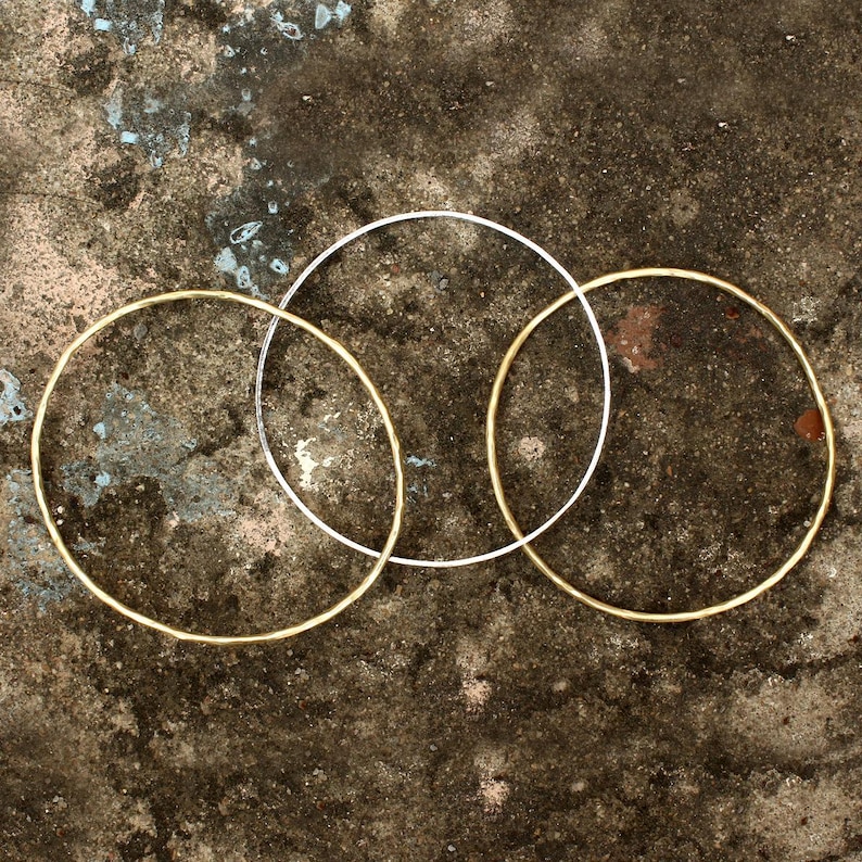 Hammered Gold & Silver Bangle Set – Bohemian Stackable Bracelets image 3