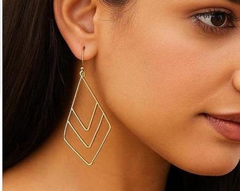 Gold Geometric Layered Earrings | Modern Minimalist Statement Jewelry | Lightweight and Elegant | Gift for Her | Trendy Gold Earrings