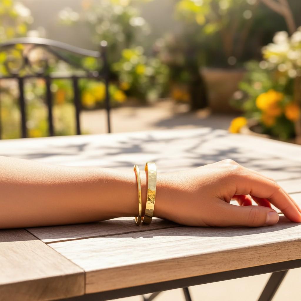 Two Strand Bangle | Hammered Texture Bangle | 18k Gold Plated Bangle ...