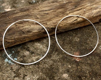 Handmade Large Silver Hoop Earrings – Minimalist Endless Hoops, 2-inch