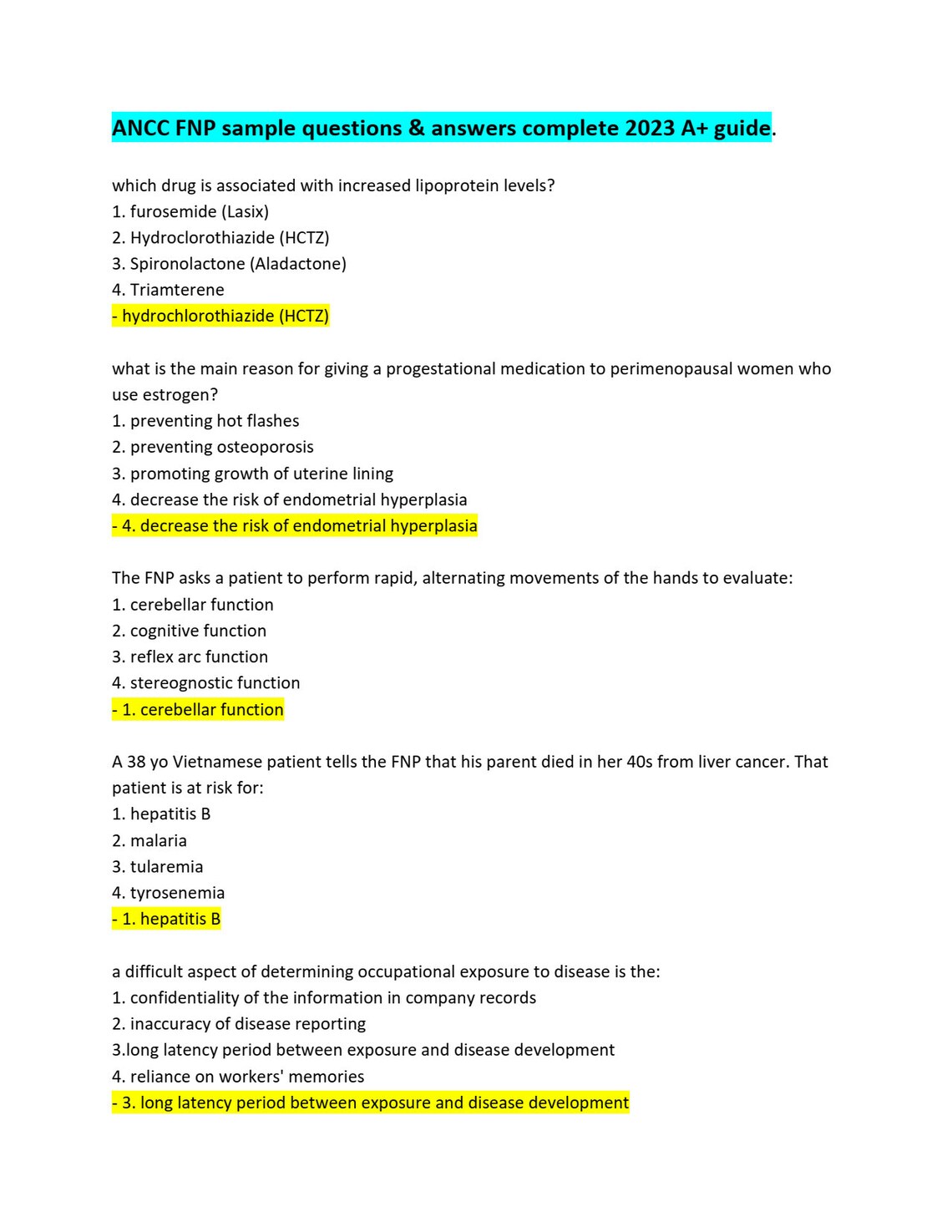 ANCC FNP Sample Questions & Answers Complete 2023 A Guide. Etsy