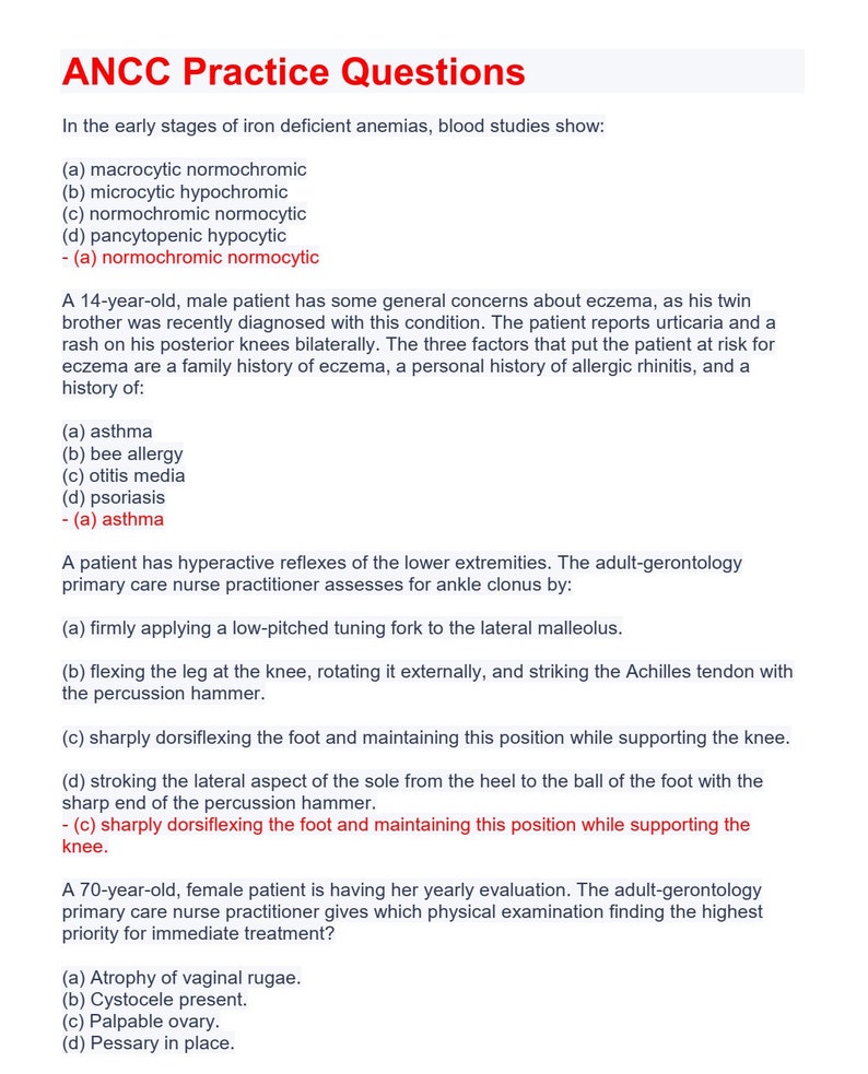 ANCC PRACTICE Questions Etsy