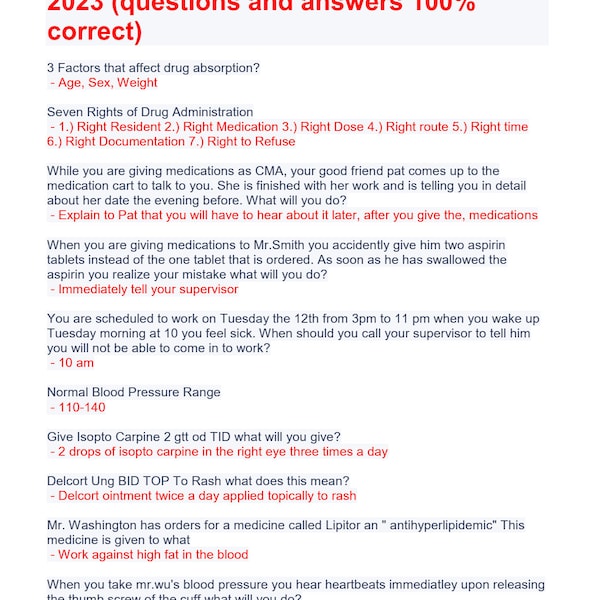 Medication Aide State Exam Etsy