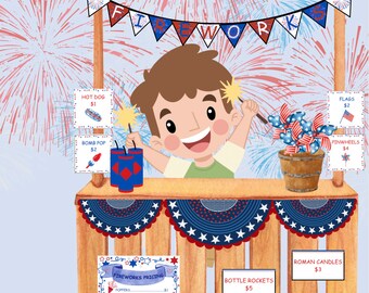 Juego dramático con puesto de fuegos artificiales, descargable, imprimible en formato PDF