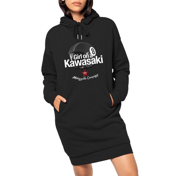 Robe Sweat-shirt noire à capuche • Girl on a Kawasaki