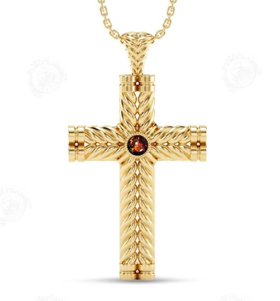 Black Opal Cross Pendant for Men Vintage Men's Statement Pendant