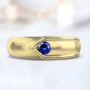 Men’s Blue Sapphire Ring Male Wedding Ring with Sapphire Gemstone 925 Sterling Silver Men statement Ring For Him September Birthstone Ring